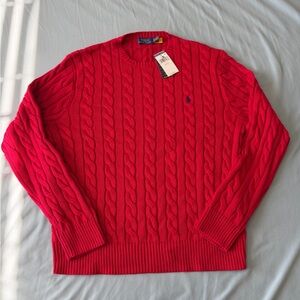 Polo Ralph Lauren Cable-Knit Cotton Sweater Red XL Men’s Authenticated Brand New
